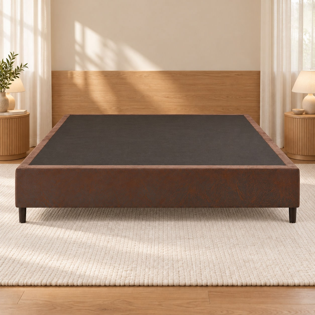 Box Royale Base com Estrutura de Madeira Tratada e Acabamento em Veludo Rústico Liso Altura 37cm em ambiente