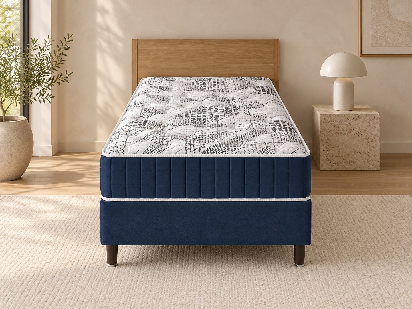 Conjunto Denver com Box com Molas Ensacadas Densidade D28 Altura de 30cm 120kg por pessoa em ambiente