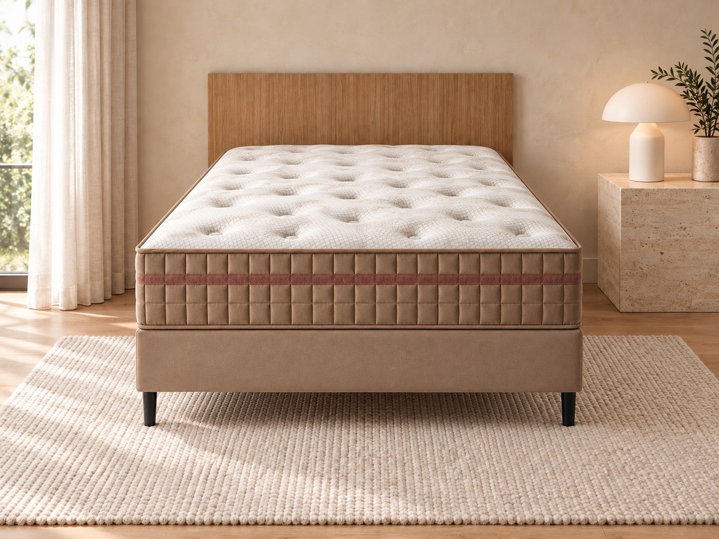 Conjunto Delicato com Box com Molas Ensacadas e Espuma de Alta Densidade D28 Médio Altura 32cm em ambiente