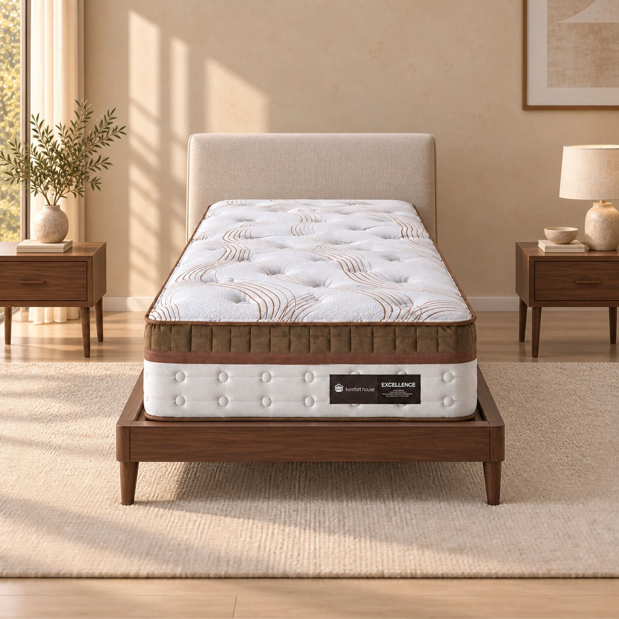 Colchão Excellence:Conforto Premium D29 Suporte de Peso até 120kg com molas ensacadas em ambiente