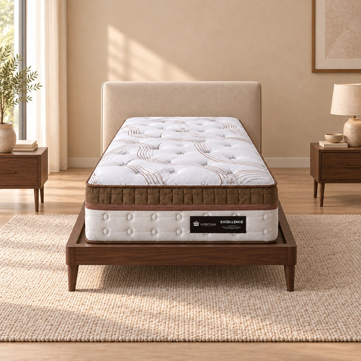 Colchão Excellence:Conforto Premium D29 Suporte de Peso até 120kg com molas ensacadas em ambiente